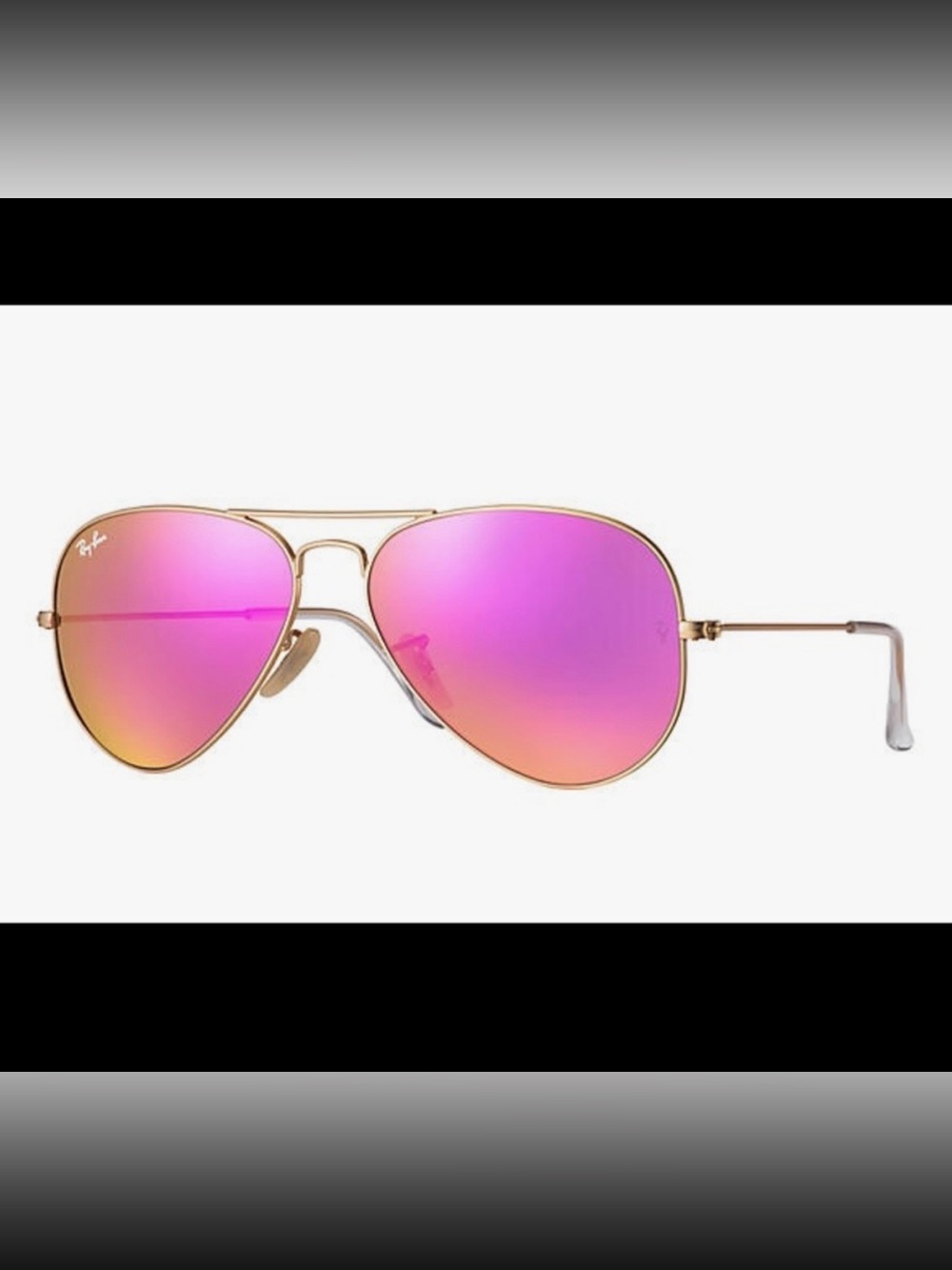 Ray-Ban Aviator Sunglasses with Pink Gradient Mirrored Lenses and Gold Frame